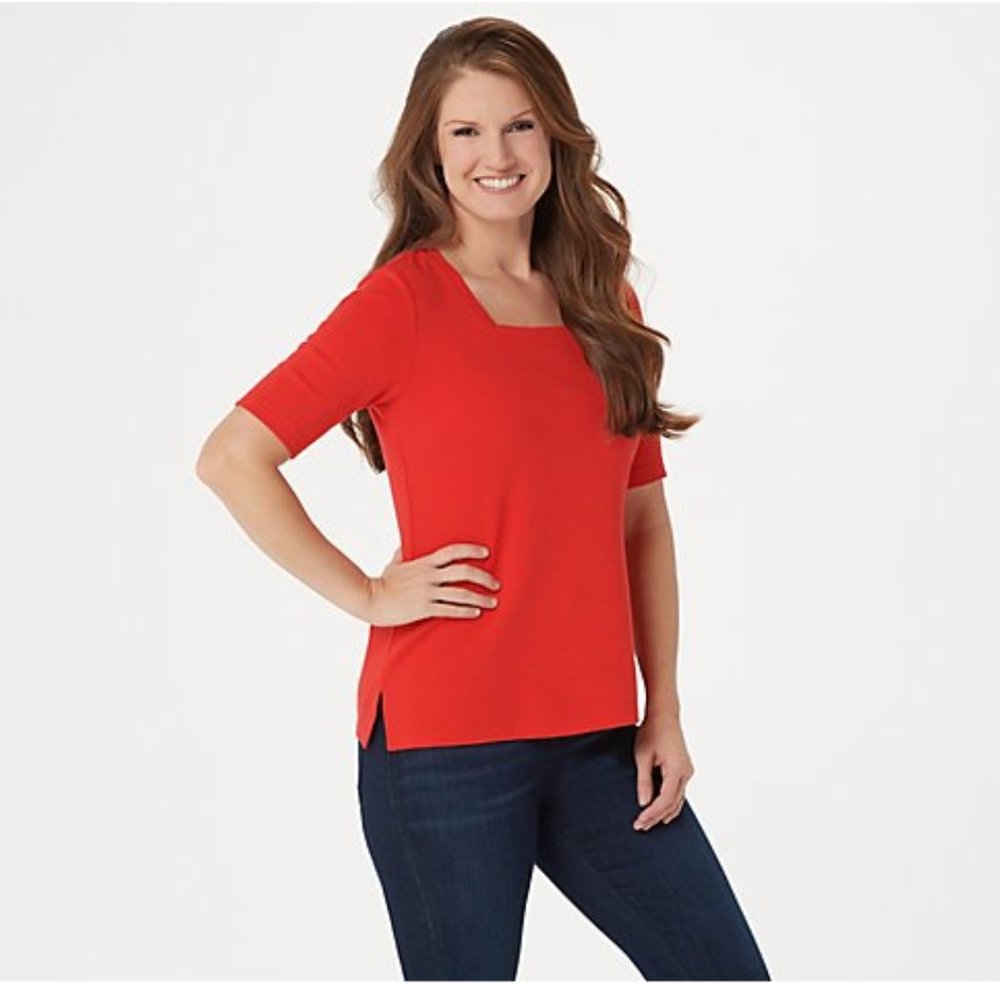 Isaac Mizrahi Live! Essentials Square-Neck Knit To